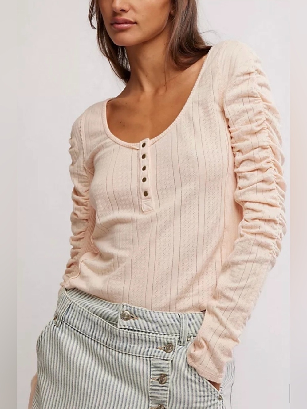 We The Free Hope Henley ruched top, size M